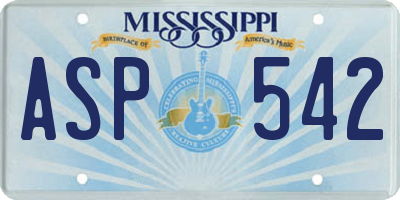 MS license plate ASP542