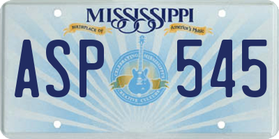 MS license plate ASP545