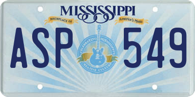 MS license plate ASP549