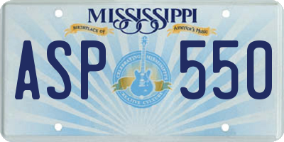 MS license plate ASP550