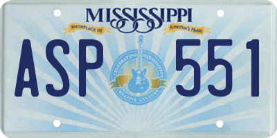 MS license plate ASP551