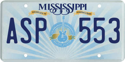 MS license plate ASP553