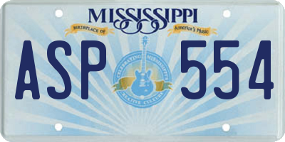 MS license plate ASP554