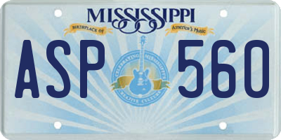 MS license plate ASP560
