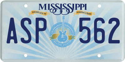 MS license plate ASP562