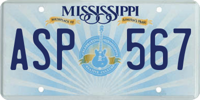 MS license plate ASP567