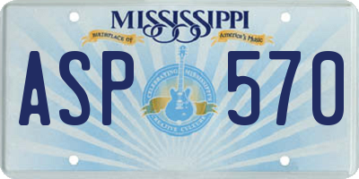 MS license plate ASP570