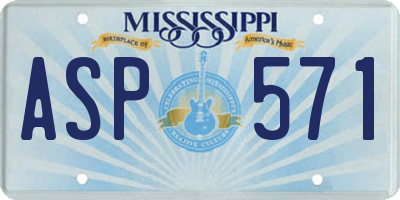 MS license plate ASP571