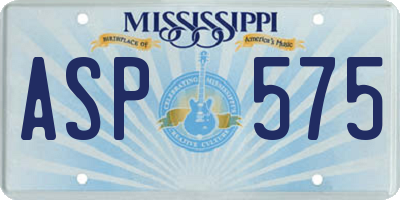 MS license plate ASP575