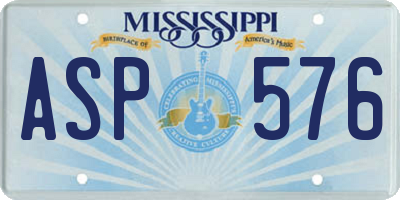 MS license plate ASP576