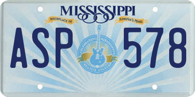 MS license plate ASP578