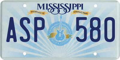 MS license plate ASP580