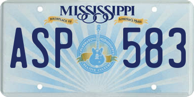 MS license plate ASP583