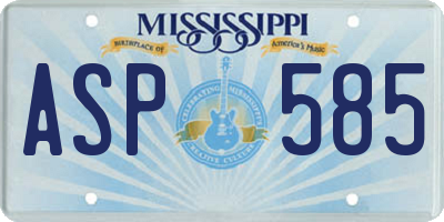 MS license plate ASP585