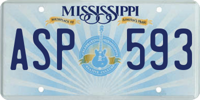 MS license plate ASP593