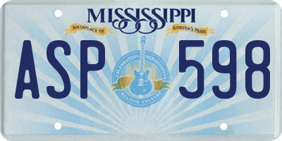 MS license plate ASP598