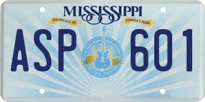 MS license plate ASP601