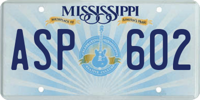 MS license plate ASP602