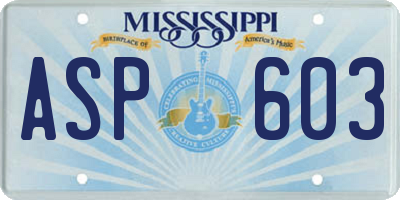 MS license plate ASP603