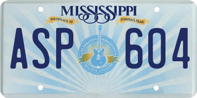 MS license plate ASP604
