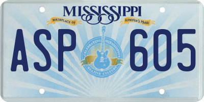 MS license plate ASP605