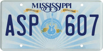MS license plate ASP607