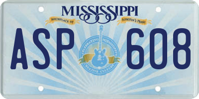 MS license plate ASP608