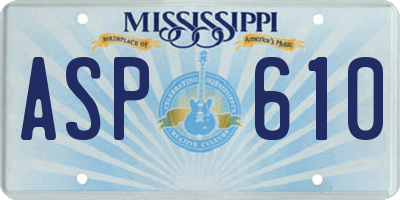 MS license plate ASP610