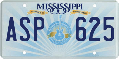 MS license plate ASP625