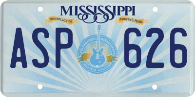 MS license plate ASP626