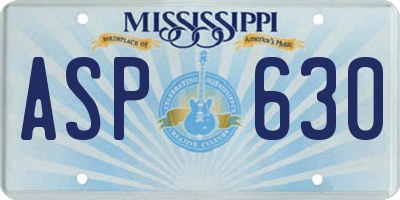 MS license plate ASP630