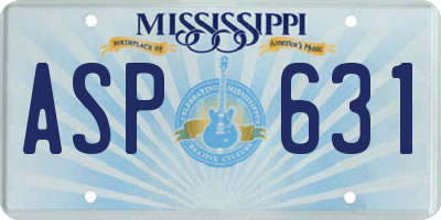 MS license plate ASP631
