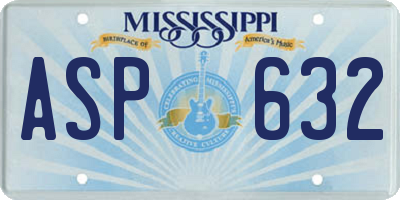 MS license plate ASP632
