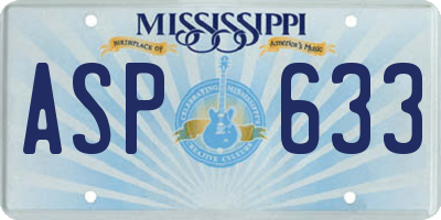 MS license plate ASP633