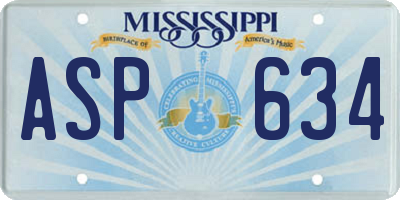 MS license plate ASP634