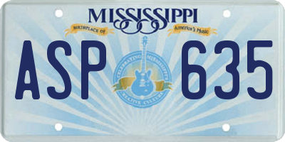MS license plate ASP635