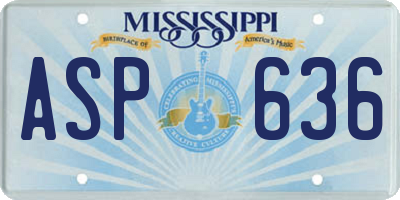 MS license plate ASP636
