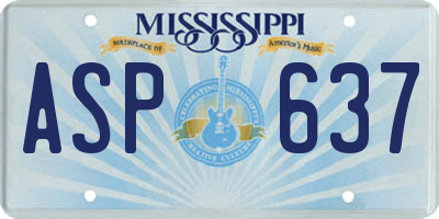 MS license plate ASP637