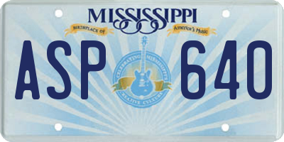 MS license plate ASP640
