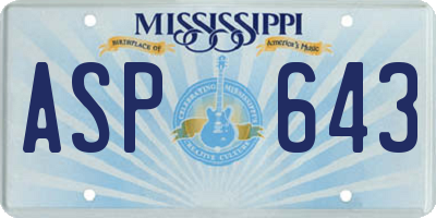 MS license plate ASP643