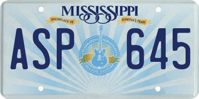 MS license plate ASP645