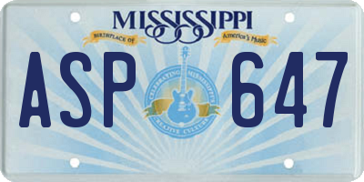 MS license plate ASP647