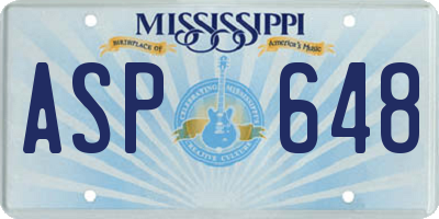 MS license plate ASP648