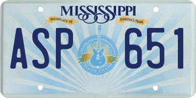 MS license plate ASP651