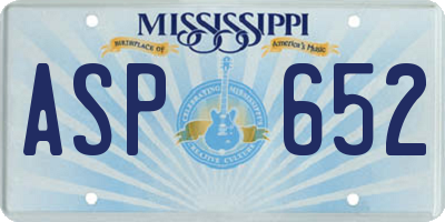 MS license plate ASP652