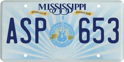 MS license plate ASP653