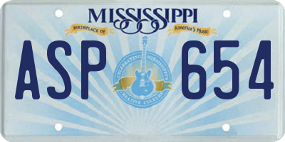MS license plate ASP654