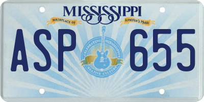 MS license plate ASP655