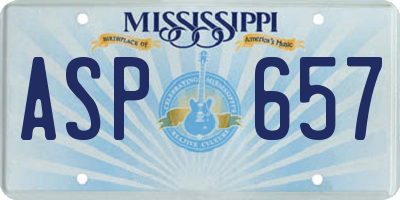MS license plate ASP657