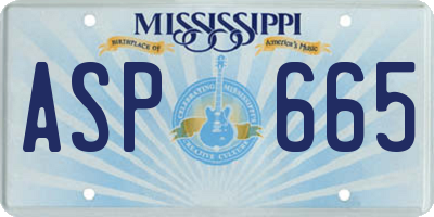 MS license plate ASP665
